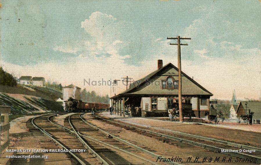 Postcard Franklin, New Hampshire. Boston & Maine Railroad Station