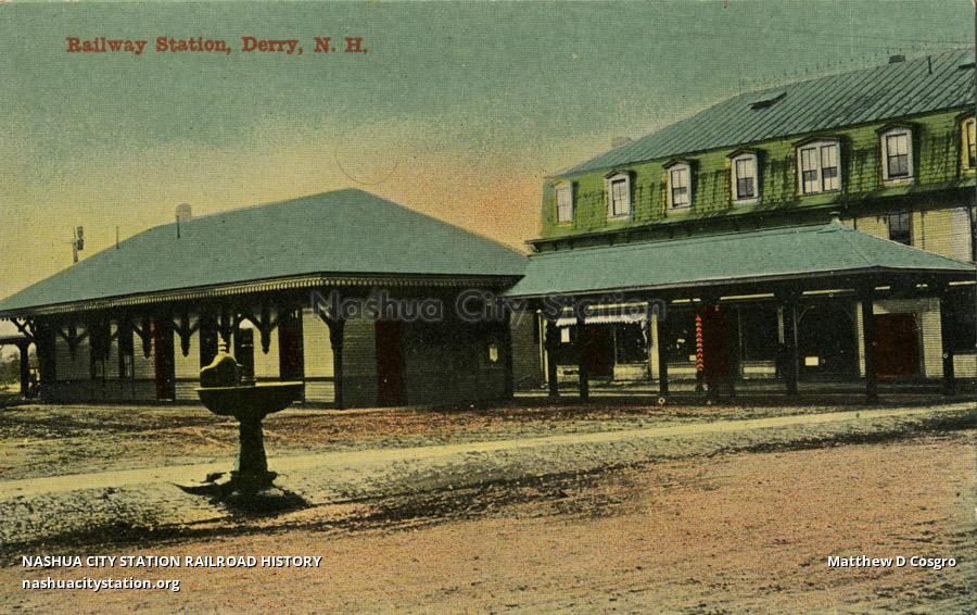 Postcard Railway Station, Derry, New Hampshire Railroad History
