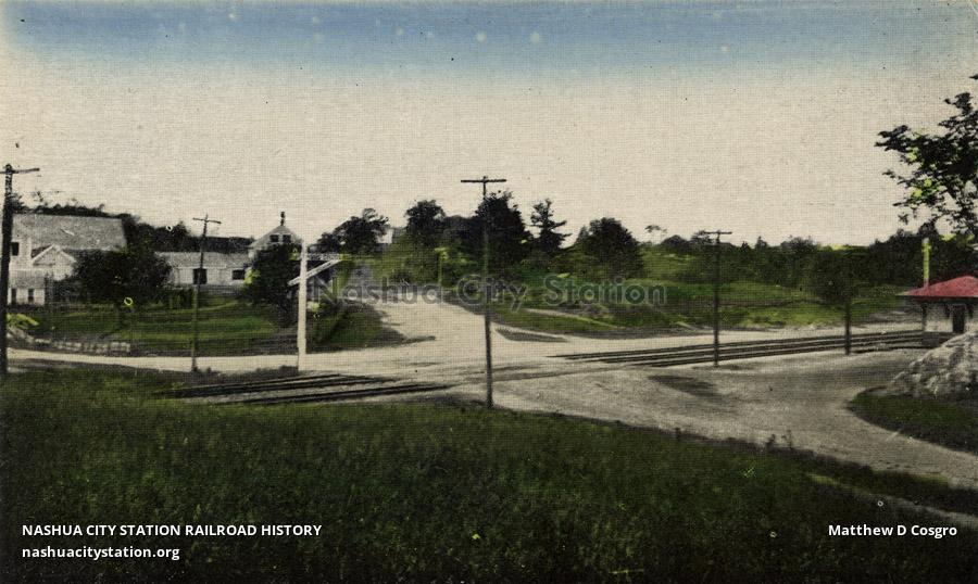Postcard Depot Square, Sandown, New Hampshire Railroad History