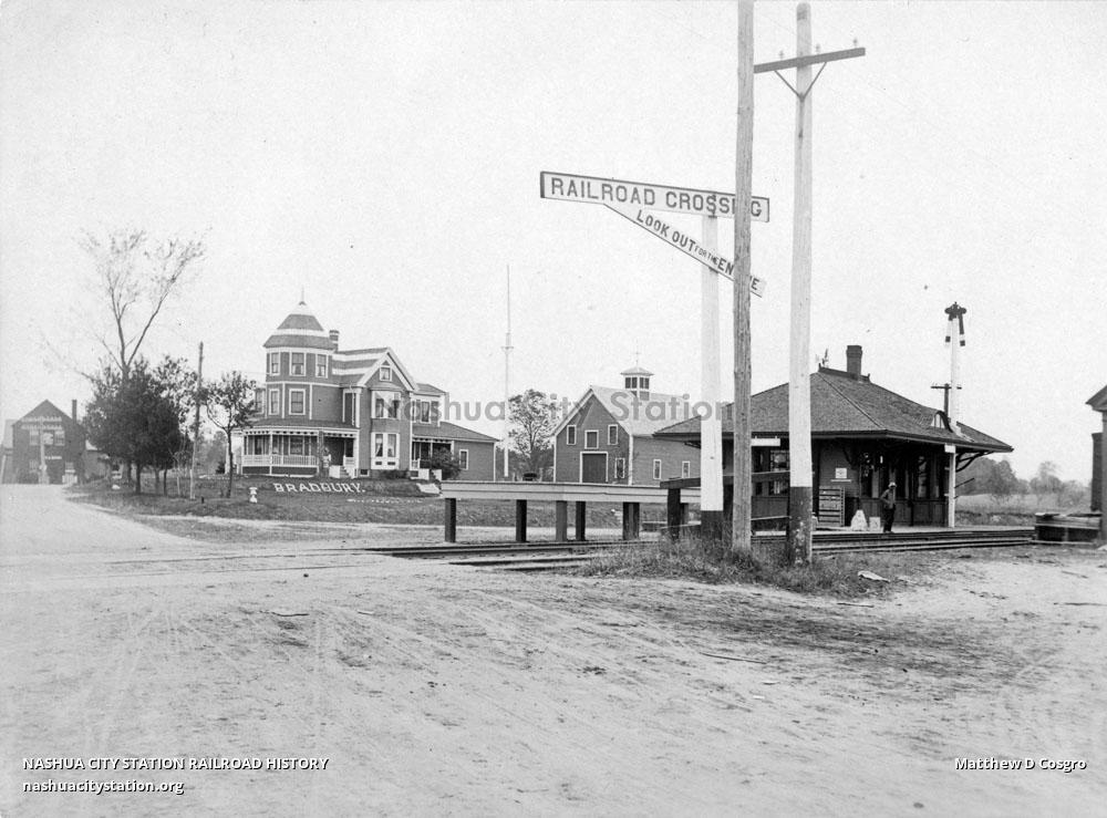Postcard Bradbury station, Hollis, Maine Railroad History