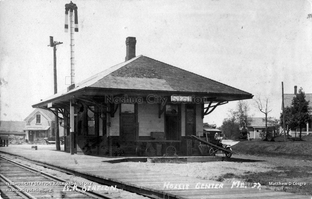 Postcard Railroad Station, Hollis Center, Maine Railroad History