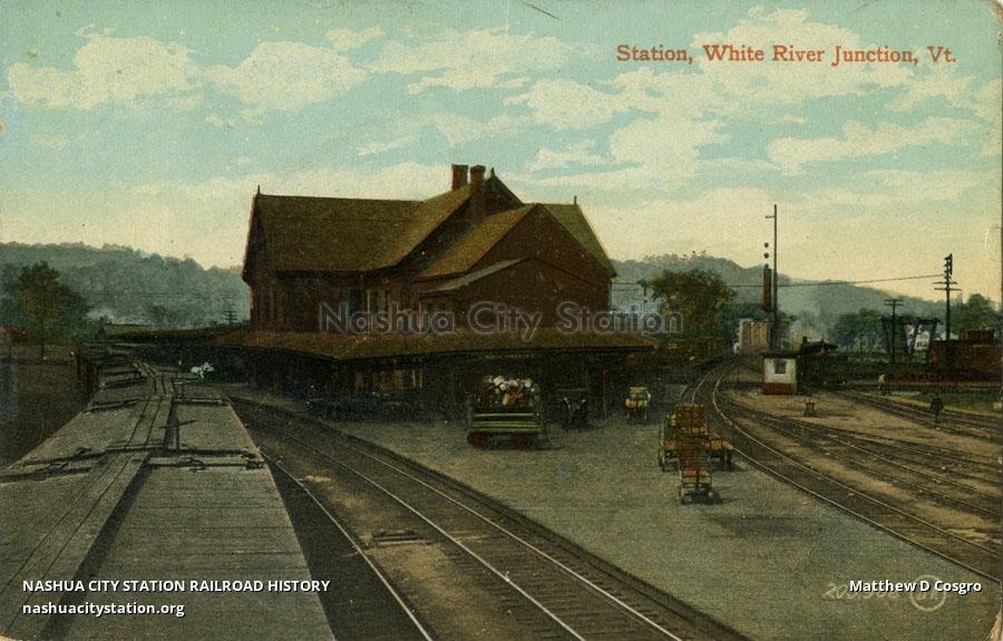 Postcard Station, White River Junction, Vermont Railroad History