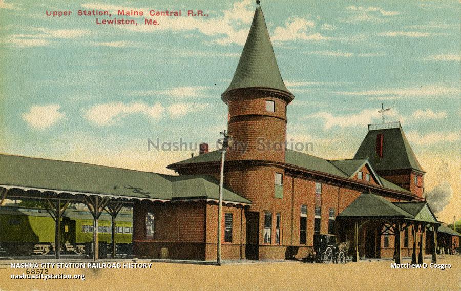 Postcard Upper Station, Maine Central Railroad, Lewiston, Maine