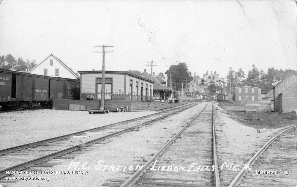 Postcard Maine Central Station, Lisbon Falls, Maine Railroad History