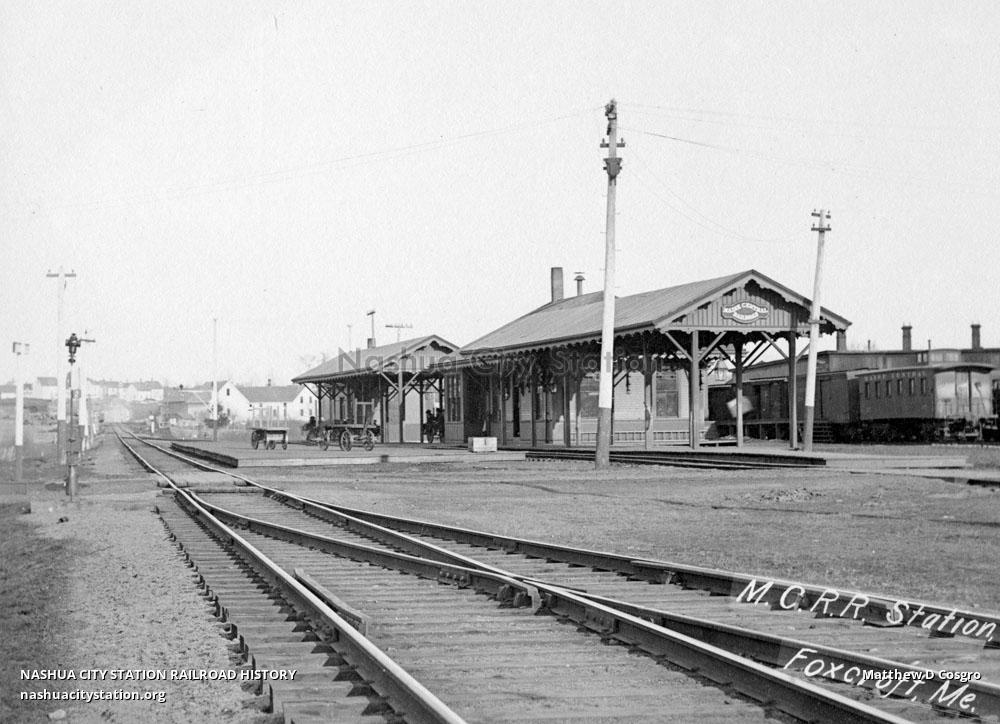 Postcard Maine Central Railroad Station, Foxcroft, Maine Railroad