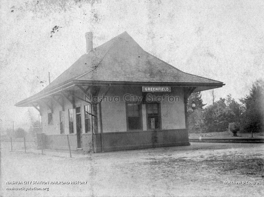Postcard Greenfield station Railroad History