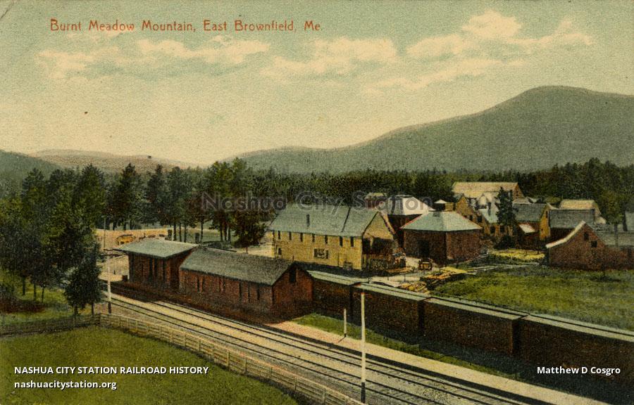 Postcard Burnt Meadow Mountain, East Brownfield, Maine Railroad History