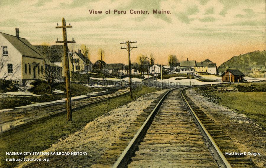 Postcard View of Peru Center, Maine Railroad History