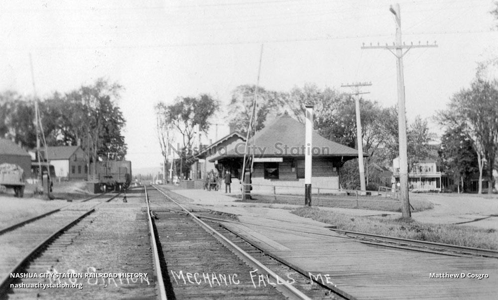 Postcard Maine Central Station, Mechanic Falls, Maine Railroad History