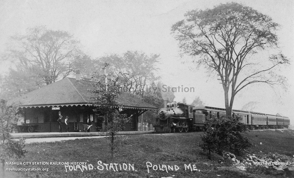 Postcard Poland Station, Poland, Maine Railroad History
