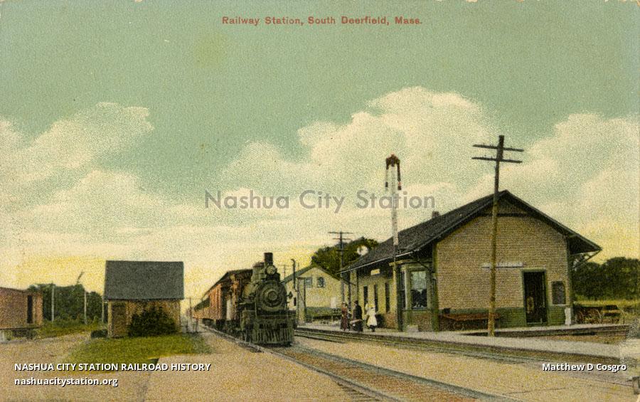 Postcard Railway Station, South Deerfield, Massachusetts Railroad