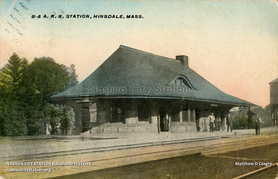 Postcard Boston & Albany Railroad Station, Hinsdale, Massachusetts