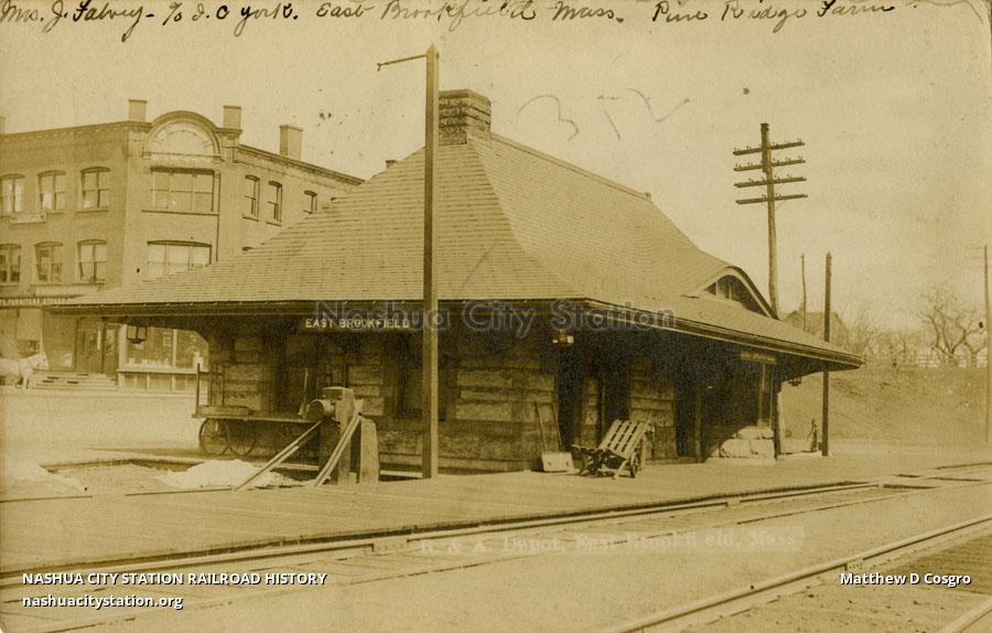 Postcard Boston & Albany Depot, East Brookfield, Massachusetts