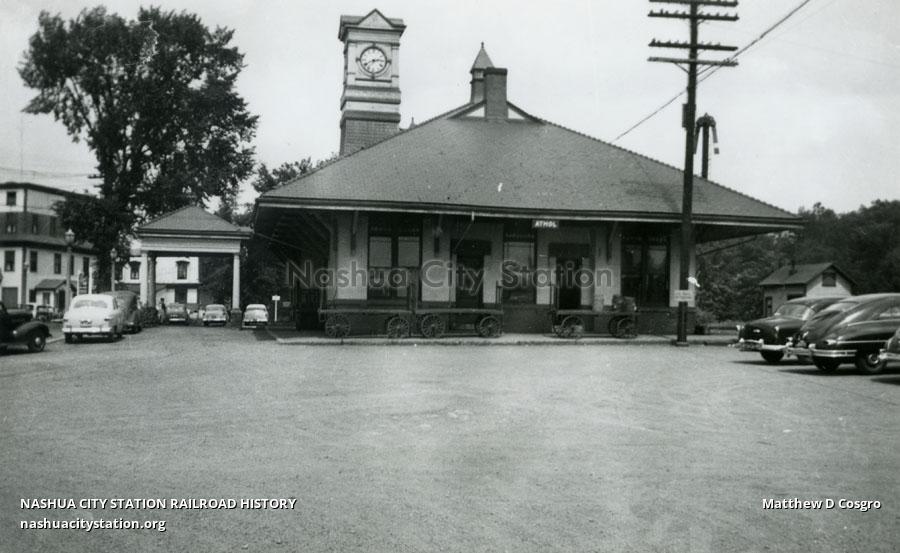 Postcard Athol, Massachusetts Station Railroad History