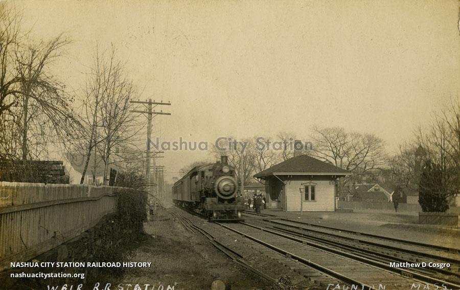 Postcard Weir Railroad Station, Taunton, Massachusetts Railroad History
