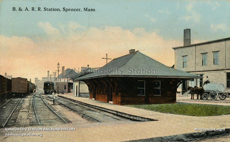 Postcard Boston & Albany Railroad Station, Spencer, Massachusetts
