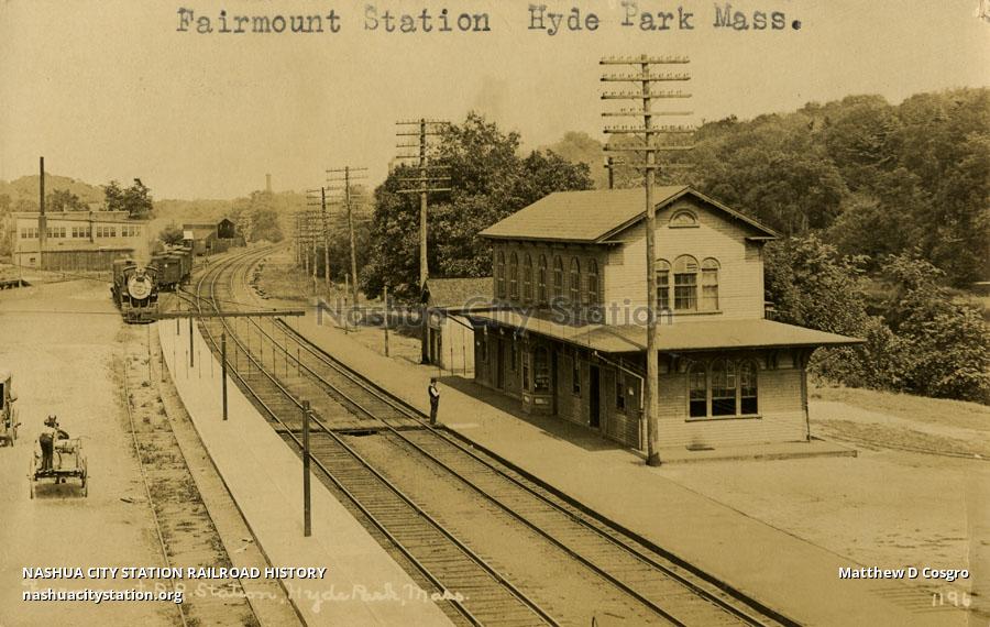 Postcard Fairmount Railroad Station, Hyde Park, Massachusetts Railroad History