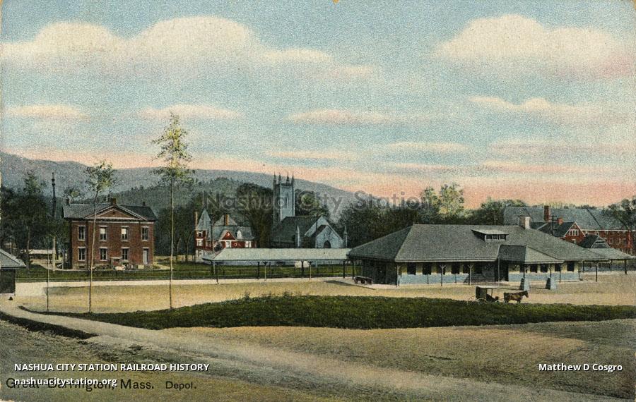 Postcard Great Barrington, Massachusetts Depot Railroad History
