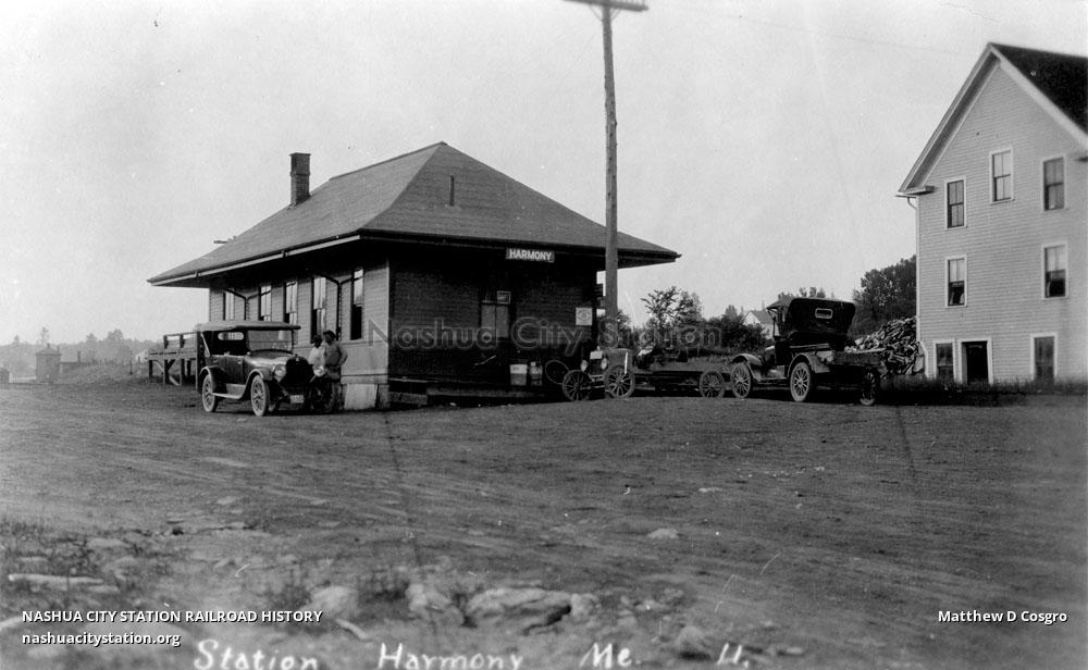 Postcard Station, Harmony, Maine Railroad History