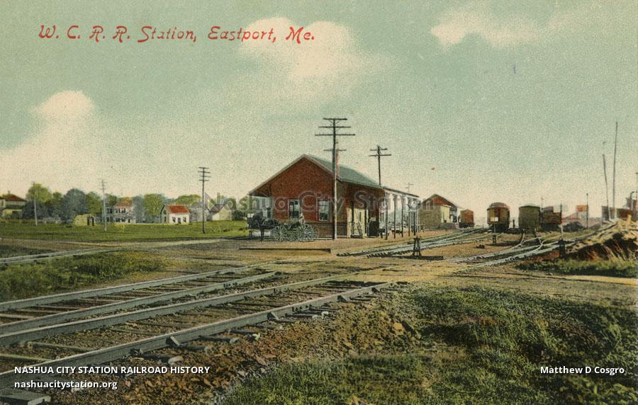 Postcard Washington County Railroad Station, Eastport, Maine Railroad History