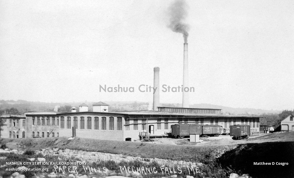 Postcard Paper Mills, Mechanic Falls, Maine Railroad History