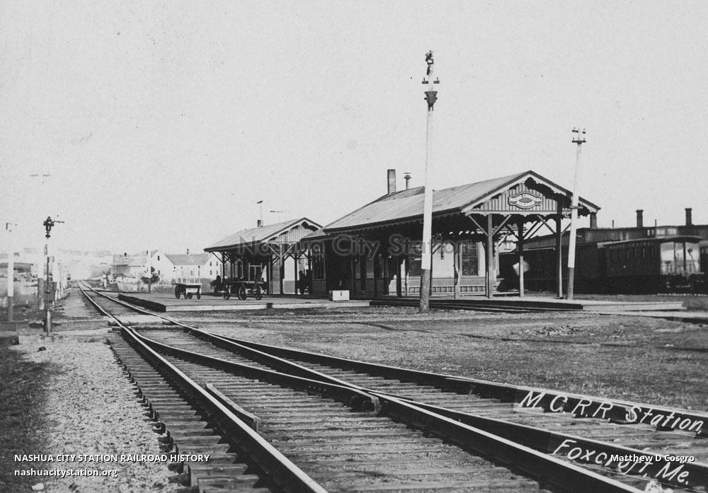 Postcard Maine Central Railroad Station, Foxcroft, Maine Railroad