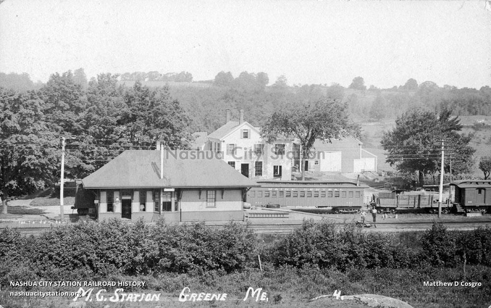 Postcard Maine Central Station, Greene, Maine Railroad History