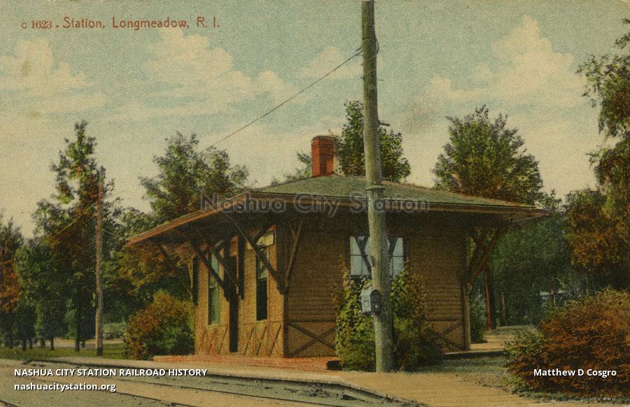Postcard Station, Longmeadow, Rhode Island Railroad History