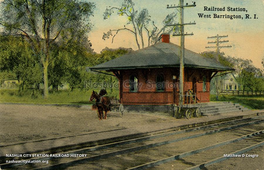 Postcard Railroad Station, West Barrington, Rhode Island Railroad