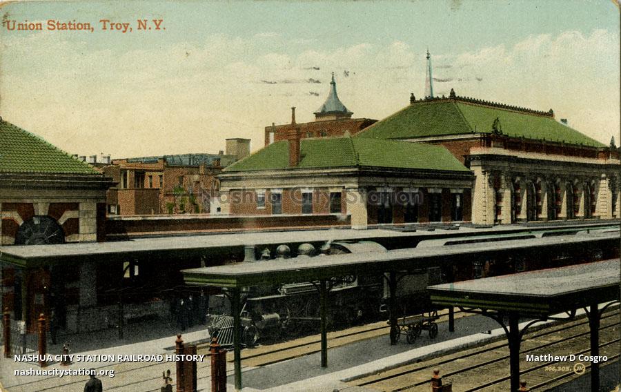 Postcard Union Station, Troy, New York Railroad History