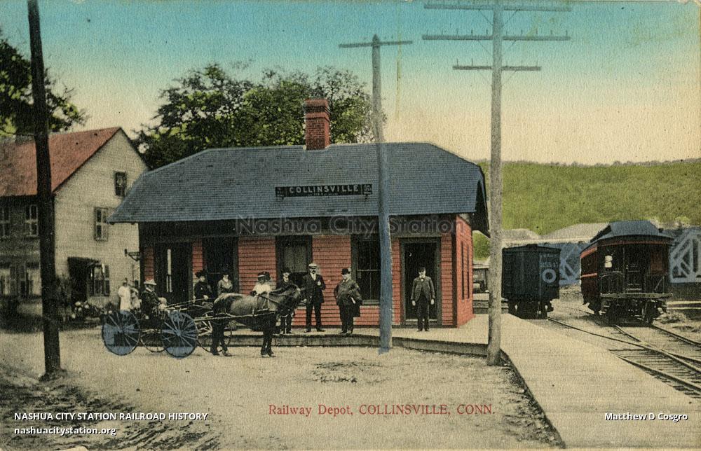 Postcard Railway Depot, Collinsville, Connecticut Railroad History