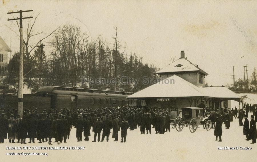Postcard Proctor, Vermont station Railroad History