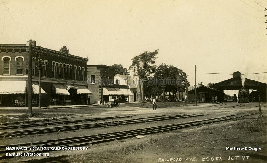 Postcard Railroad Avenue, Essex Junction, Vermont Railroad History