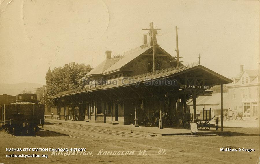 Postcard Railroad Station, Randolph, Vermont Railroad History