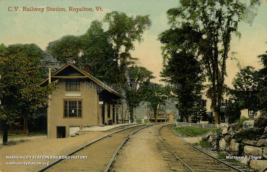 Postcard Central Vermont Railway Station, Royalton, Vermont Railroad