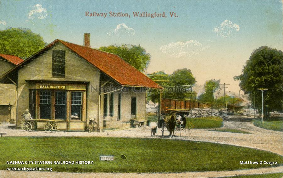 Postcard Railway Station, Wallingford, Vermont Railroad History