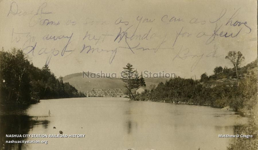 Postcard Railroad Bridge, Beecher Falls, Vermont Railroad History