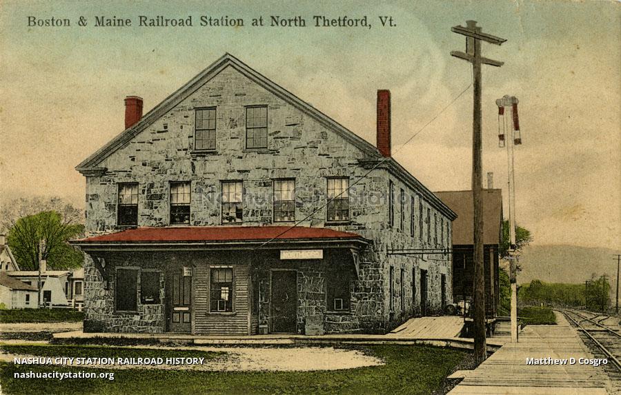 Postcard Boston & Maine Railroad Station at North Thetford, Vermont