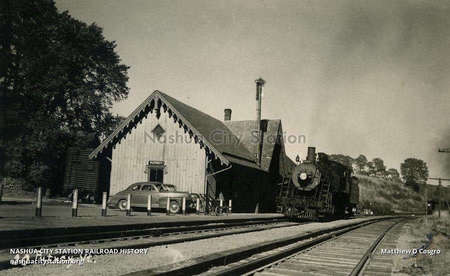 Postcard Railroad Station, Putney, Vermont Railroad History
