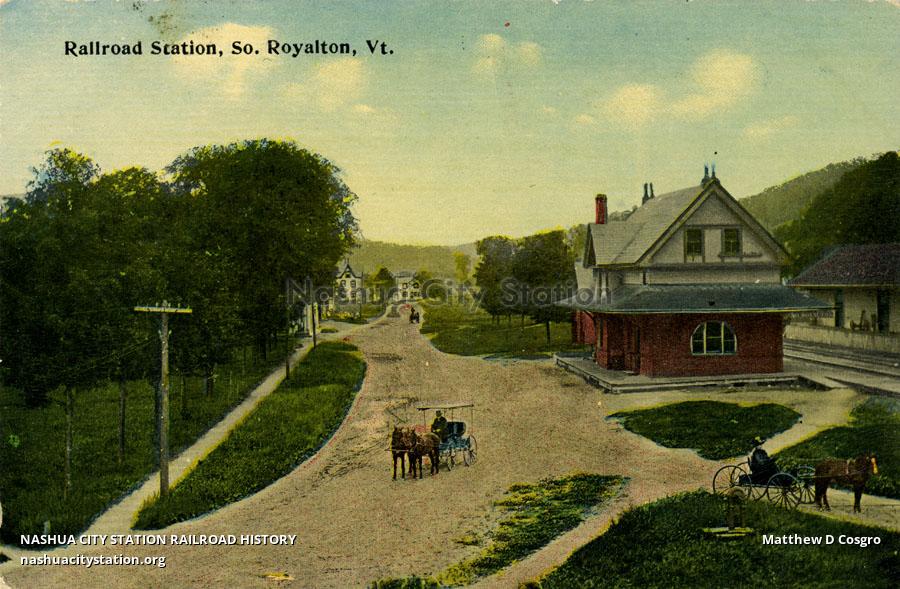 Postcard Railroad Station, South Royalton, Vermont Railroad History