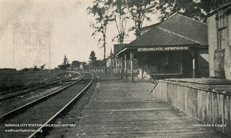 Postcard Central Vermont Railroad Station at Highgate Springs, Vermont