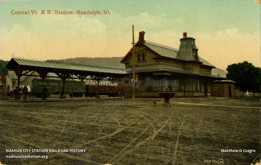 Postcard Central Vermont Railroad Station, Randolph, Vermont