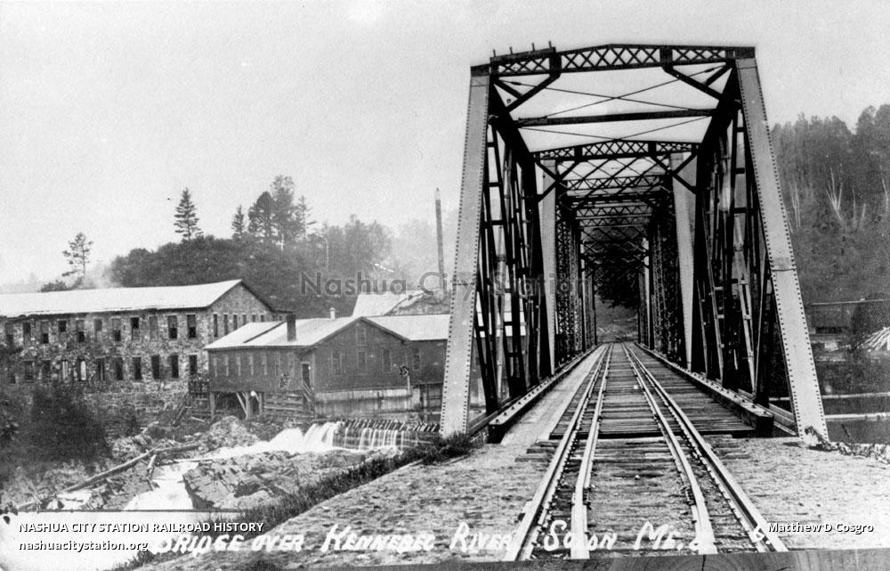 Postcard Bridge over Kennebec River, Solon, Maine Railroad History