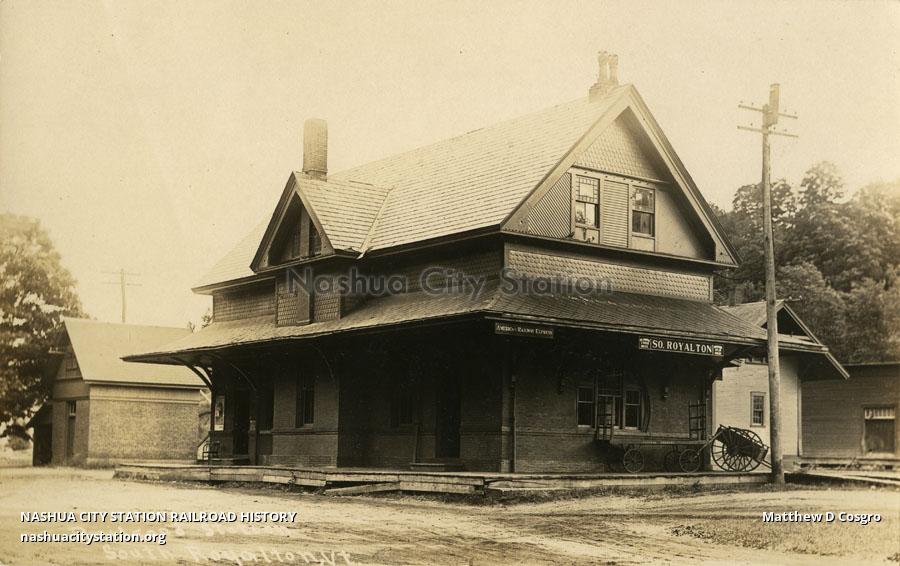 Postcard Railroad Station, South Royalton, Vermont Railroad History