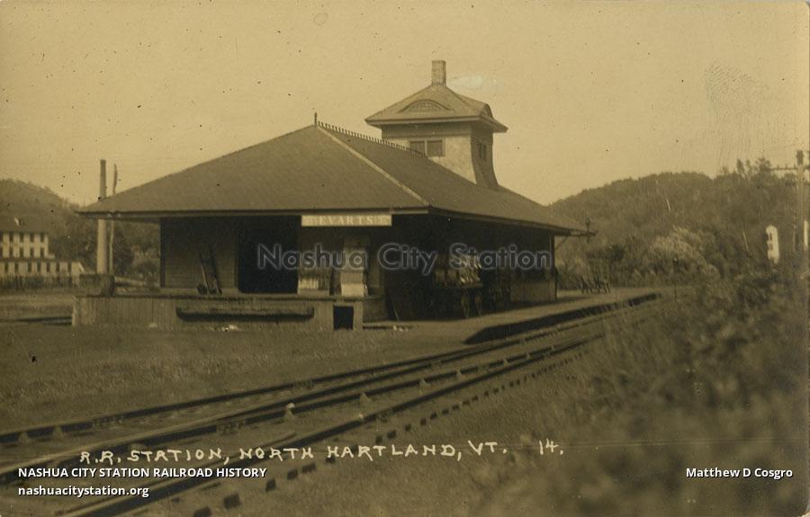 Postcard Railroad Station, North Hartland, Vermont Railroad History