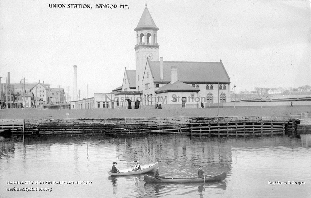 Postcard Union Station, Bangor, Maine Railroad History