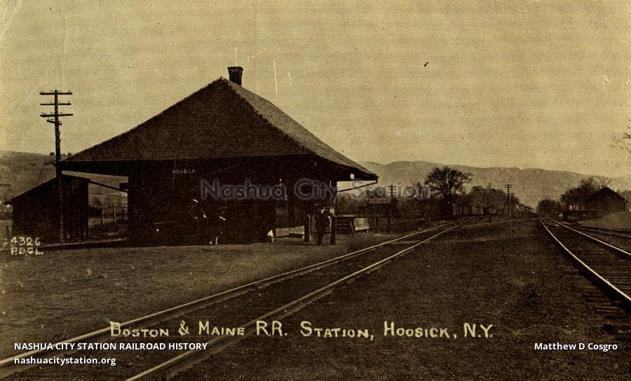Postcard Boston & Maine Railroad Station, Hoosick, New York Railroad