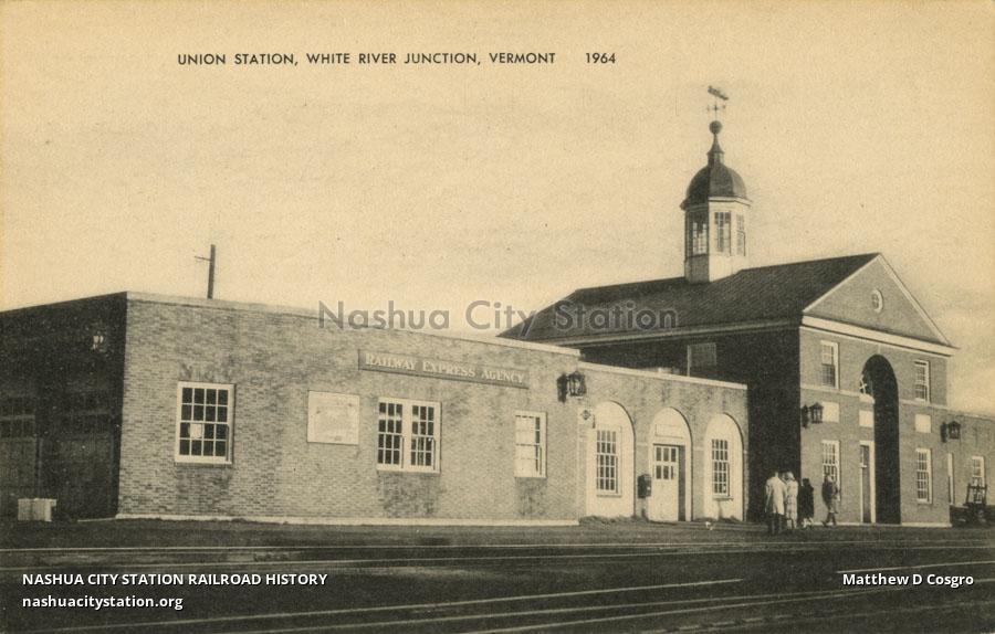Postcard Union Station, White River Junction, Vermont Railroad History