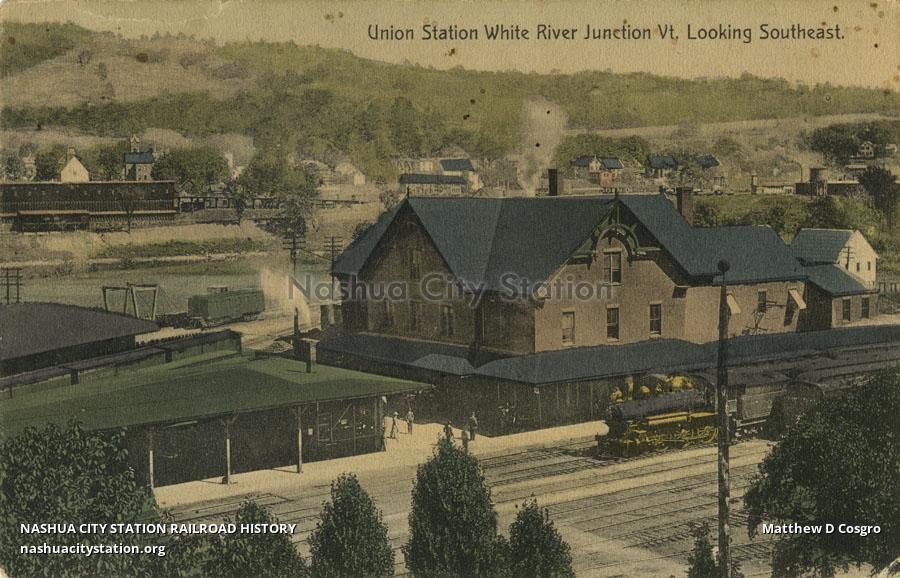 Postcard Union Station, White River Junction, Vermont, Looking