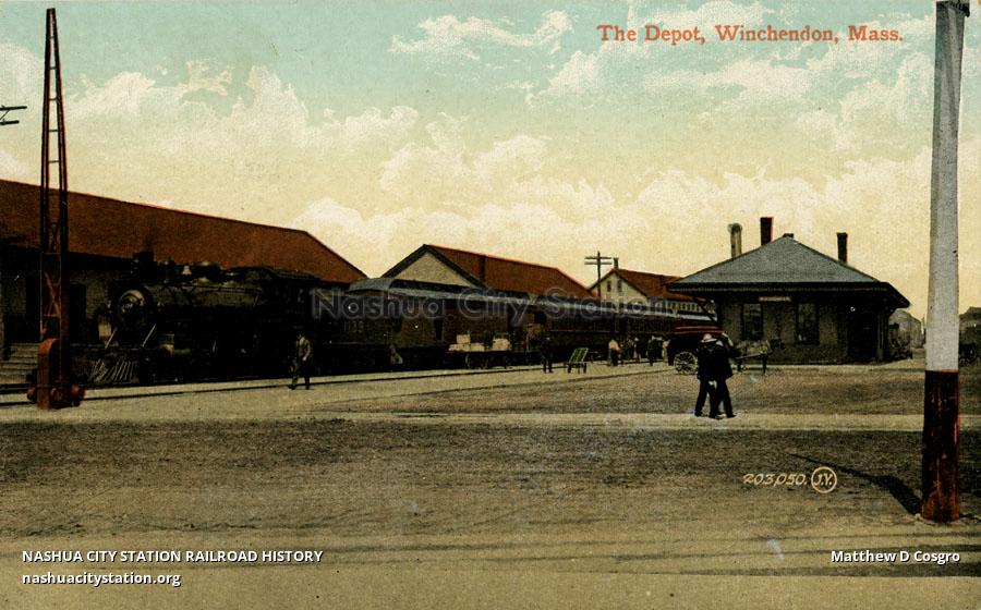 Postcard The Depot, Winchendon, Massachusetts Railroad History
